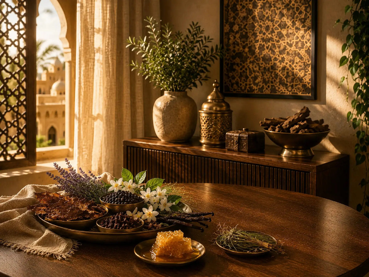 Arabian-Houtachtige-Kruidige-Geur-met-Bloemige-Accenten-voor-een-Warme-en-Luxueuze-Sfeer GeurFris.nl
