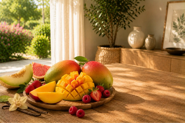 Mango home fragrance: A tropical fruity scent full of sunny freshness and soft vanilla