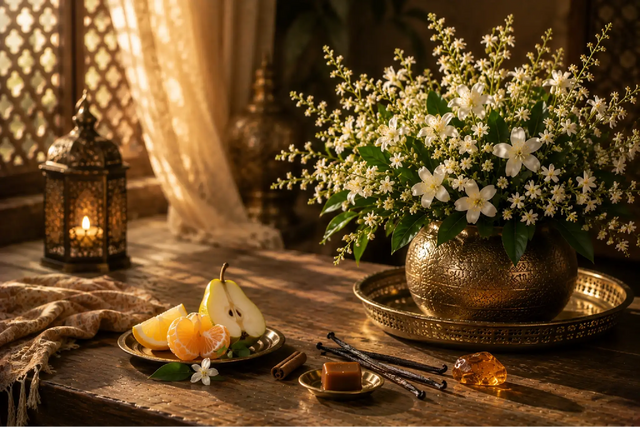 Home Perfume Orient: A warm oriental fragrance with vanilla, white flowers, and a refined gourmand base