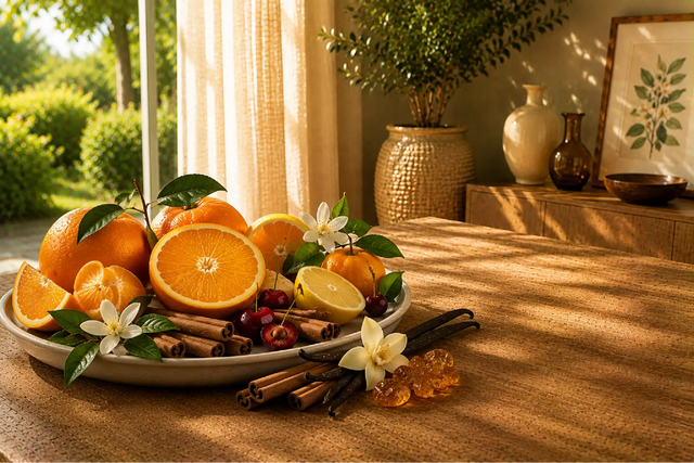 Orange Cinnamon Home Perfume: A warm citrus scent with orange, cinnamon and soft vanilla
