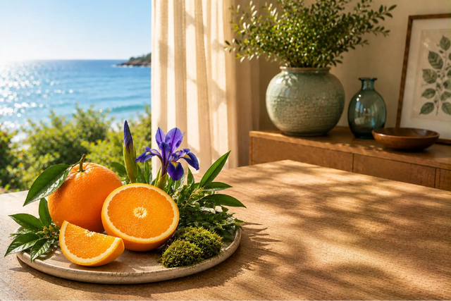 Orange home perfume: A fresh citrus scent with marine elegance and a natural moss base